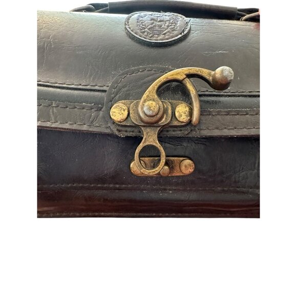 Vintage WW German? Physicians Black Leather Medical Doctor Travel Bag Small Case - Picture 5 of 14